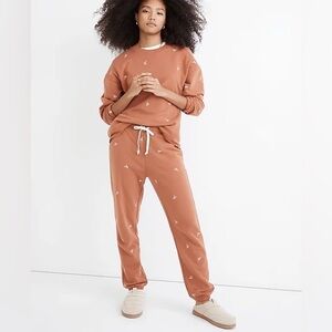 NWT MADEWELL WARM UMBER BOW EMBROIDERED CREWNECK SWEATSHIRT